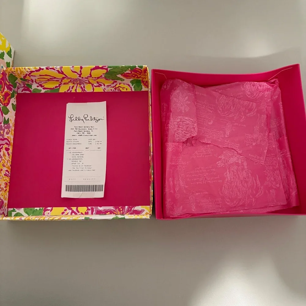 Lilly Pulitzer Empty  Floral Print Gift Box Set of‎ 2 Pink Yellow Blue Flowers